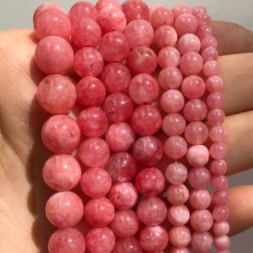 Natural Stone Red Chalcedony Jades Rhodochrosite Color Round Spacer Beads For Diy Jewelry Making Crystal Bracelet 4/6/8/10mm 15"