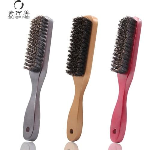 Su and Mei pure boar bristles beard brush men beard styling brush solid wood beard styling tool