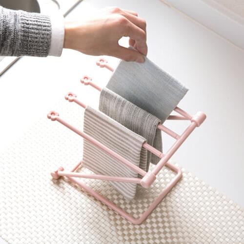 Storage Holders Racks Kitchen Foldable Rag Hanger Punch-free Counter Top Sink Dishcloth Drain Rack Pool Rack Organizer