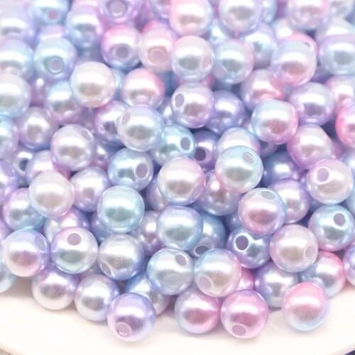 8mm Gradient Pearls Beads With Hole Colorful Round Acrylic Spacer Beads Pearls DIY For Jewelry Making Nail Handmade Craft Making