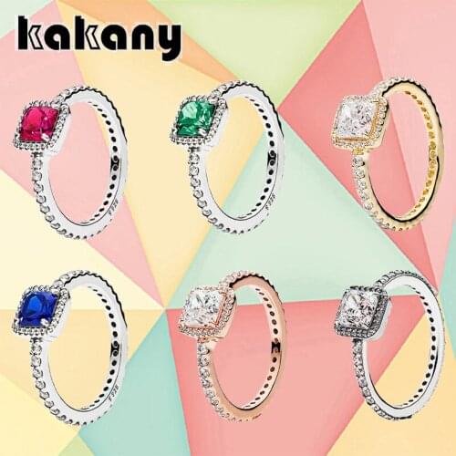 S925 Sterling Silver Classic Rose Gold Timeless Elegant Ring Transparent Cz Original High Quality 1:1 Fashion Jewelry Diy