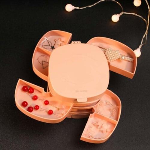 Creative Multilayer Rotatable Jewelry Box New Fashion Jewelry Organizer Earrings Ring Storage Box Cosmetics Beauty Container