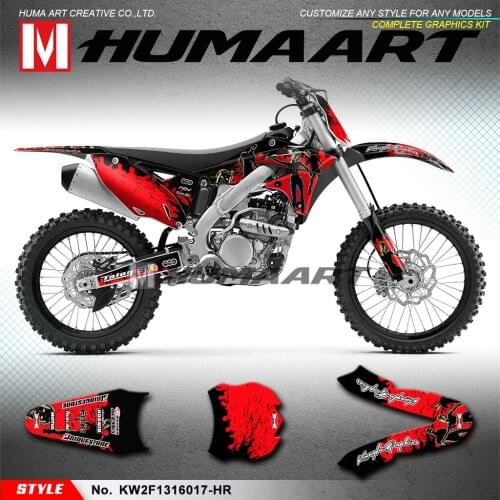 HUMAART Motorcycle Stickers Vehicle Vinyl Decals for KX250F KX 250F 2013 2014 2015 2016, Red and Black
