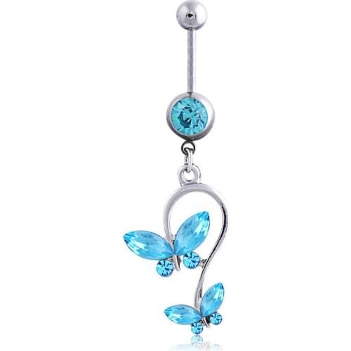 Top Quality Dangle Belly Button Ring 14G belly bar Body Jewelry Butterfly Navel Piercing For Sexy Women Luxury bijoux