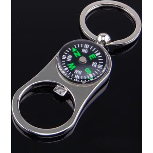 Outdoor Compass Bottle Opener with Metal Key Ring Chain Keyring Keychain Metal Wine Beer Bottle Openers Bar Tool as Gifts SN253