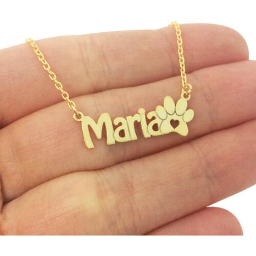 Personalized Name Necklace Cute Cat Paw Nameplate Pendant Bear Dog Footprint Necklace Women Children Birthday Gifts Jewelry