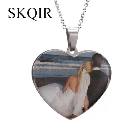 Custom Photo Pendant Necklace Personalized Name Heart Necklace Gold Color Chain For Mother Day Jewelry Gift