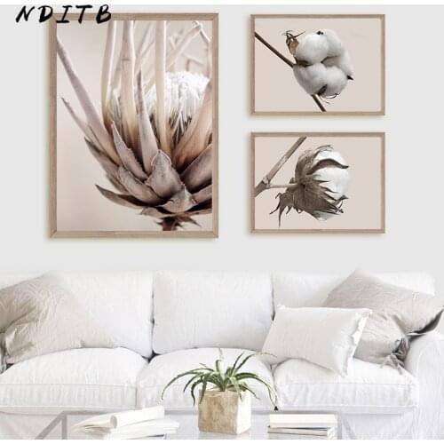 Protea Flower Vintage Plant Poster Nordic Style Botanical Wall Art Print Floral Canvas Painting Modern Picture Room Home Decor