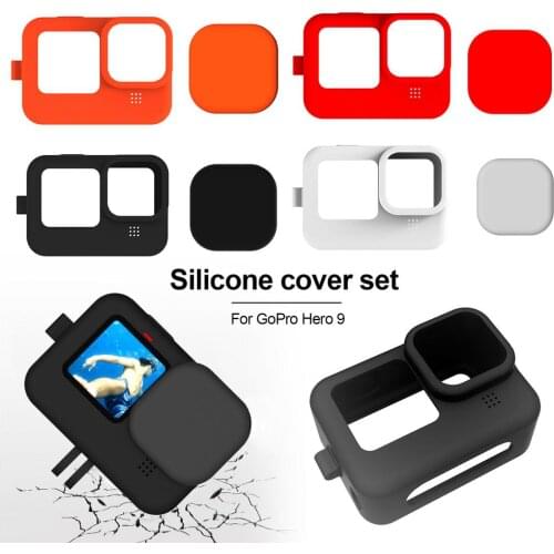 Camera Silicone Cover Camera Silicone Cover Set Camera Case Durable Silicone Shell Set For GoPro Hero 9 Black, White, Orange