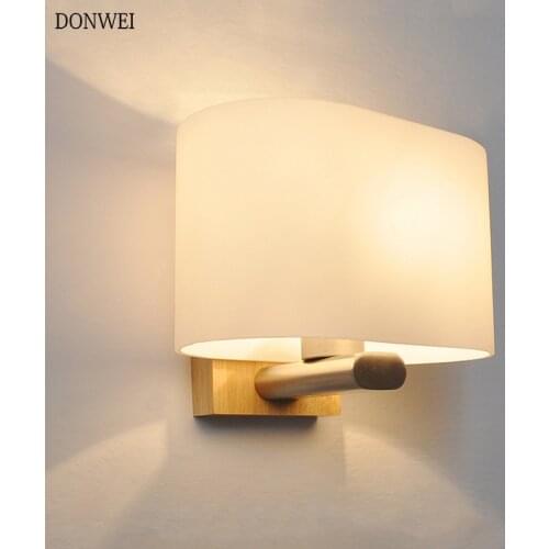 5W Modern Led Wooden Wall Lamps Nordic Frosted Glass Wood Lights Sconce Bedroom Livingroom Corridor Hotel Wall light AC85-265V