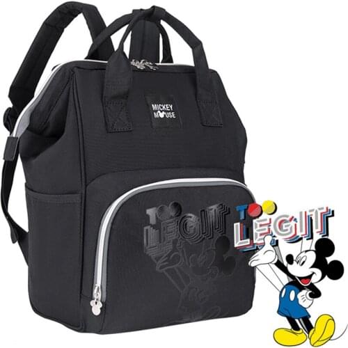 Disney Mickey Minnie Black Red Mommy Bag Big Capacity Baby Bag Backpack Cartoons Fashion Nappy Bag Large Capacity Diaper Bag