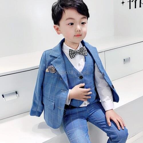 Flower Boys Wedding Suit Gentleman Kids Formal Tuxedo Dress Blazer Jacket Prince Children Performance Party Dress Costume