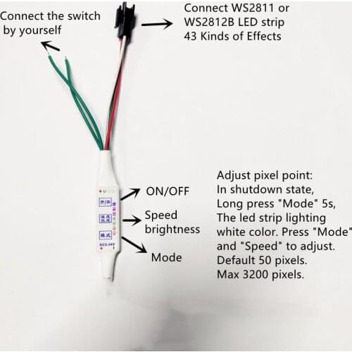 DC5V-24V MINI 3Key LED controller for WS2811 WS2812B 5050 RGB Running Water Flowing Back-Flow Horse Race LED Strip Light