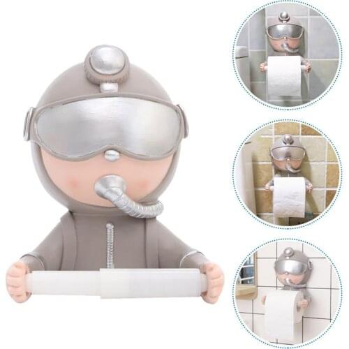 Creative Diver Roll Paper Rack No Punching Toilet Tissue Holder Bathroom Decoration Tissue Towel Holder(Silver)