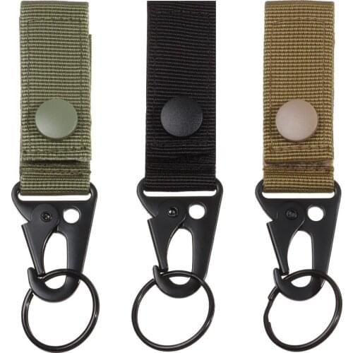 Outdoor Tactical Hanging Key Hook Clip Clamp Buckle Hook Clip Nylon Webbing Molle Belt Clip Buckle Strap Hunting DIY Accessories