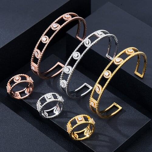 KellyBola Gorgeous Noble Micro-inlaid Bracelet Ring Set Bride Wedding Engagement Daily Party 2PCS Womens Jewelry 2021 Trend