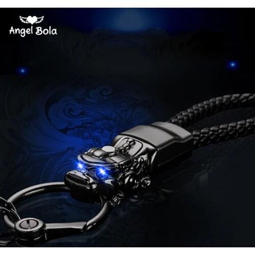 Genuine Leather Rope High Quality Kirin Keychain Key Chain for Men Car Key Holder Ring Jewelry Bag Pendant Gifts Drop Shipping