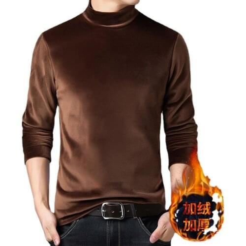 High Quality Mens Brushed and Thick Double-Sided Plush Half-Collar Sweater Sweater Mens Bottoming Shirt Sweater Men