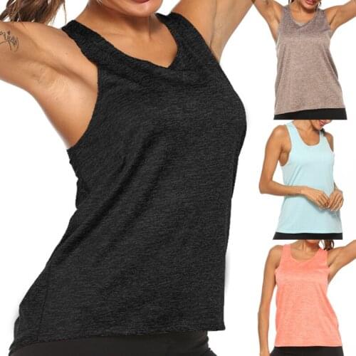 Women Yoga Tank Tops Quick-dry Exercise Womens Workout Gym Clothes Sports T-Shirts Fitness Top Women Shirt Sportswear