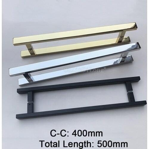1PCS 304 Stainless Steel Bathroom Door Handles Golden/Polish Chrome/Dumb Black Glass Door Handles C-C:400mm JF1808