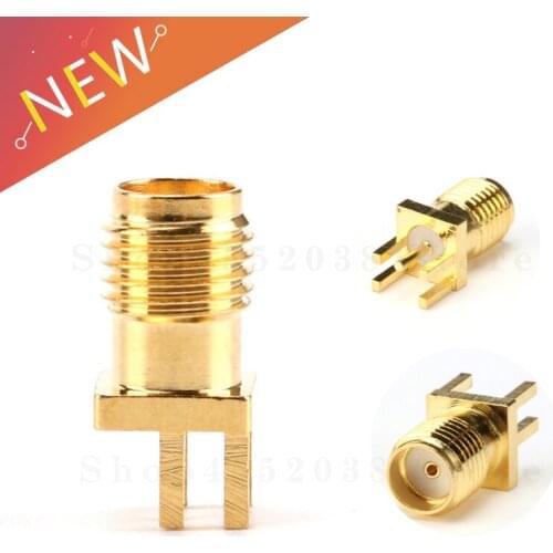 10Pcs SMA Female Jack Connector For 1.6mm Solder Edge PCB Straight Mount Gold plated RF Connectors Receptacle Solder
