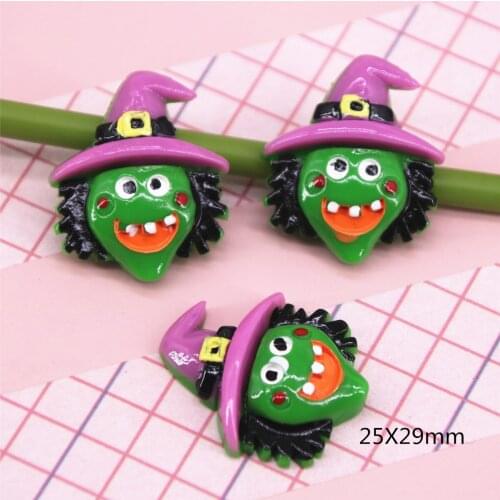 10pcs Resin halloween The Green Face Frankenstein flat back Cabochon Art Supply Decoration Charm hair bow center