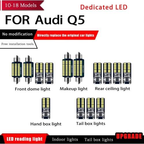 14 Pcs/set Car White Interior LED Reading Light Bulbs Package 36mm 39mm For Audi Q5 2010-2018 Car Map Dome License Lamp Light