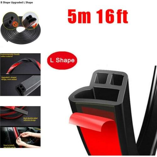 16FT 5M Car Door Rubber Seal L Shaped Hood Sealing Strip Window Edge Seal Sticker B pillar Protection Sealant Strip Sealant