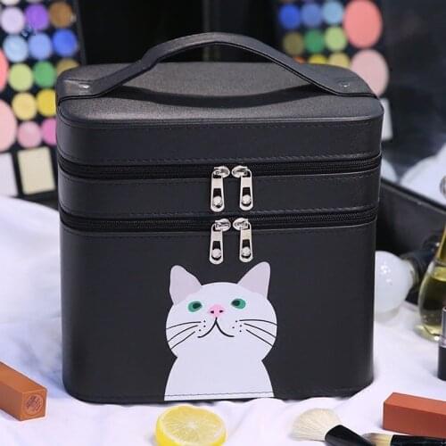 2020 New arrival large capacity cosmetic organizer bag portable women make up storage bags Double Layer Cute travel makeup Trunk