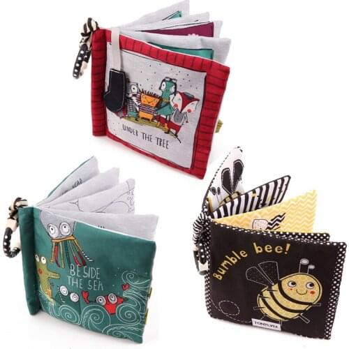 3Pcs Animal Style Baby Early Learning Tearing Cloth Books Parent-child Interactive Sound Paper Puzzle Cute Infant Cloth Book Toy