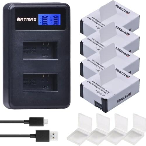 4Pcs 1250mAh Battery + USB LCD Dual Charger for Gopro 3 Battery GoPro HERO3+, HERO3 and GoPro AHDBT-201, AHDBT-301, AHDBT-302
