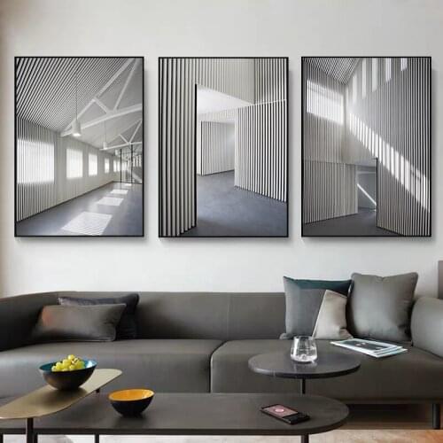 Abstract Geometric Light Luxury Architectural Art Corner Canvas Painting Posters & Prints Wall Art Picture for Living Room Decor