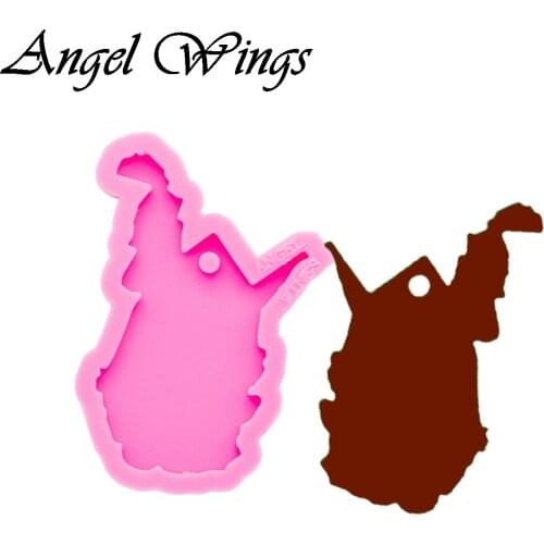 Shiny keychains US state map Silicone Molds DIY West Virginia Jewelry keychain mould Epoxy Resin Mold Custom DY0225
