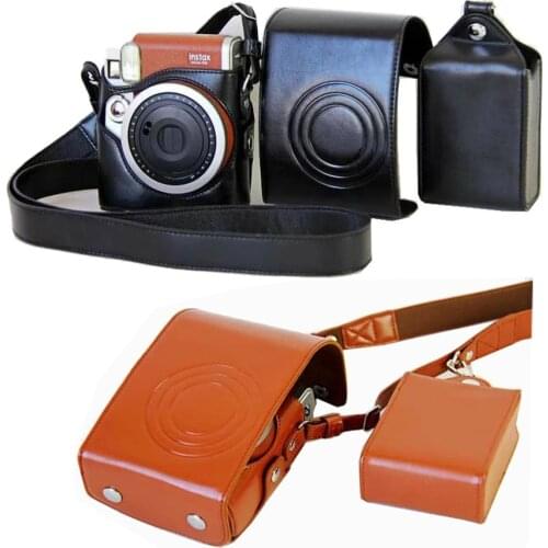 High quality PU Leather Case Cover Set For Fuji Fujifilm Instax Mini 90 MINI90 mini-90 Digital Camera Bag Case With Strap