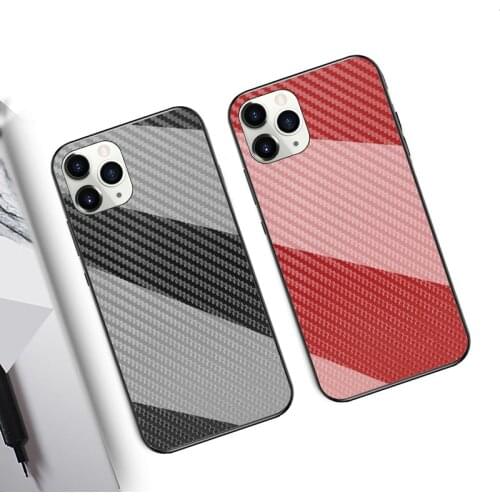 Suitable for iPhone 12 /12mini /12pro/12 pro max carbon fiber pattern glass phone case iPhone11pro/xsmax/xr/7pro