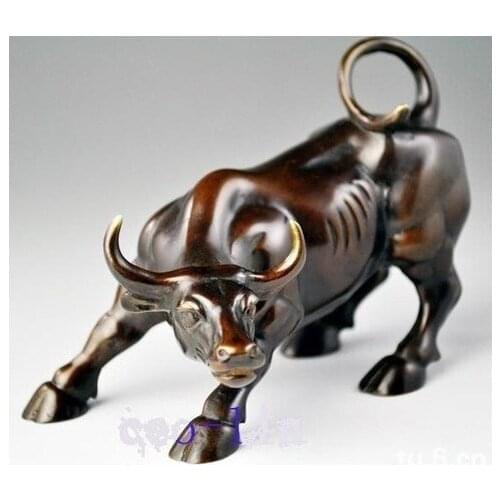Decoration Brass Big Wall Street Bronze Fierce Bull OX Statue 8inch Bull Sculpture Ox cooking tools wedding