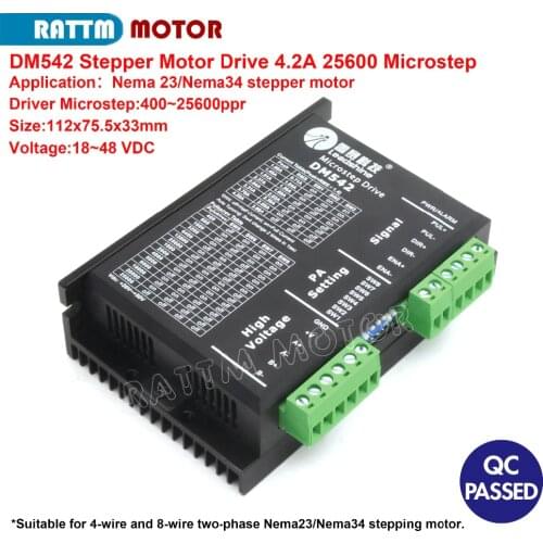 DM542 48VDC stepping motor driver 4.2A 25600 microstep for 2 phase NEMA23 34 stepper motor