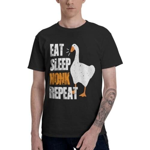 Eat Sleep Honk T Shirt Men Short Sleeve 100% Cotton T-shirts Untitled Goose Game Tees Top Novelty Tshirts Gift