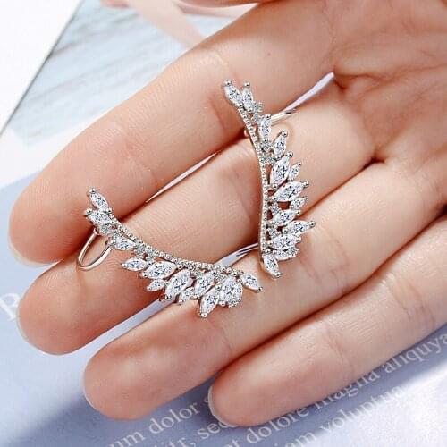 Elegant 5A Zirconia long Ear Cuff Clip Earrings With Piercing CZ Crystal Pendants Earrings Wedding Party Jewelry Gifts for Women