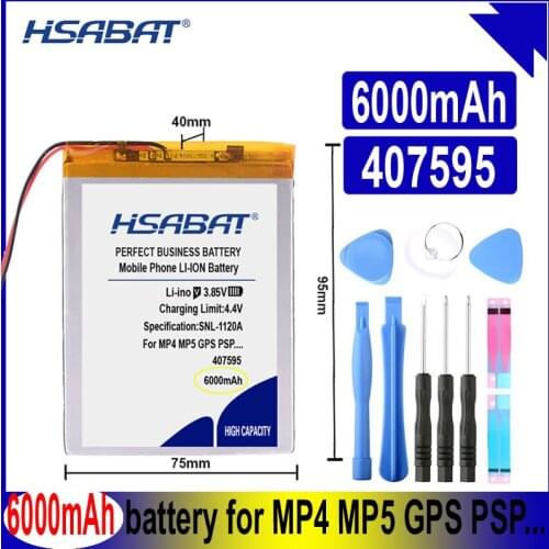 HSABAT 407595 6000mAh Polymer lithiumion Battery for 7,8,9 inch tablet PC Batteries