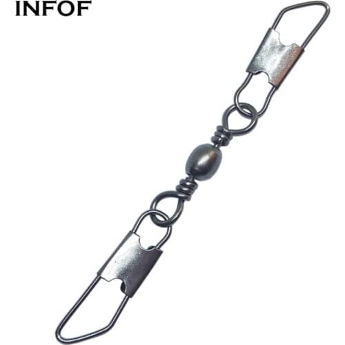 INFOF 100pcs/lot Fishing Swivels Snap Barrel Swivel With safty Snap bass Fishing Tackle carp fishing equipment