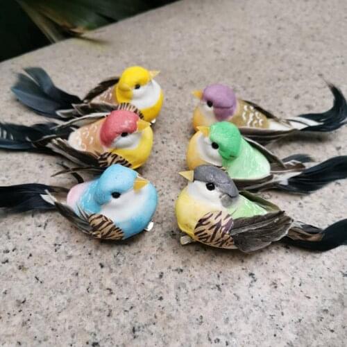 12PCS/12*4*4CM,Artificial Foam Birds with Real Feather,Craft Decorative fake Birds for DIY Wedding party home Ganden decoration