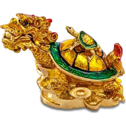 H&D Hand-Pained Dragon Turtle Jewelry Trinket Box Figurines Feng Shui Home Tabletop Decor Ornaments Good Lucky Ring Holder Gifts