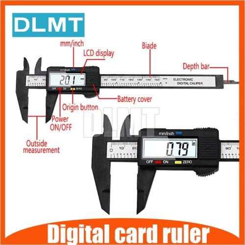 1PCS 150mm 6 inch QST008 Digital card ruler LCD Digital Electronic Carbon Fiber Vernier Caliper Gauge Micrometer Measuring Tool