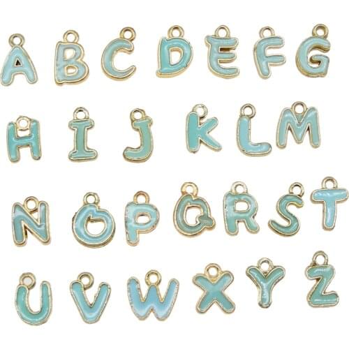 Mix A-Z Letter Charms Alloy English Alphabet Fashion Enamel Pendant Drop Oil Necklace Bracelet Accessory Jewelry Making
