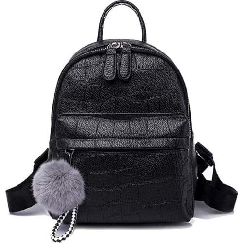5PCS / LOT Mini Backpacks Women PU Leather Cute Small Backpack Female Back Pack Black Backpacks for Teen Girls Travel Bagpack