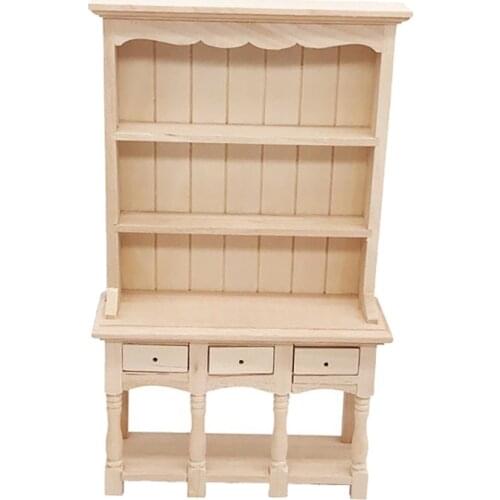 1/12 Mini Dollhouse Wooden Bookcase Furniture Cabinet Miniature Living Room Kids Toy Doll House Accessory Decoration