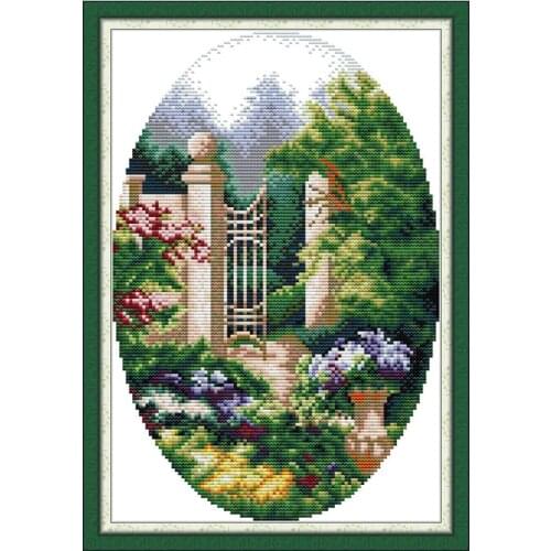 Garden corner 5 cross stitch kit aida 14ct 11ct count print canvas cross stitches needlework embroidery DIY handmade