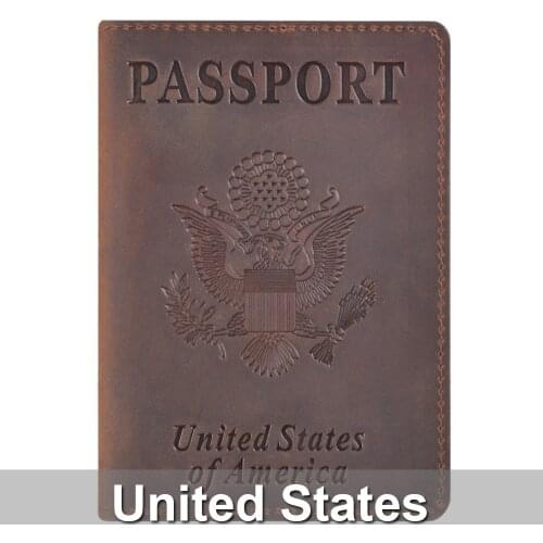 Genuine Leather Passport Cover for United States of America Solid Credit Card Holder Business Passport Case Unisex Travel Wallet