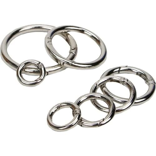10pcs/pack Silver Zinc Alloy Inner Diameter 11-61mm Spring Ring Opening Ring Accessories for Key Chain Luggage